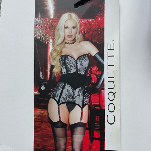 Coquette Corset Black/Silver Black Lace Bustier small - Picture 6 of 7